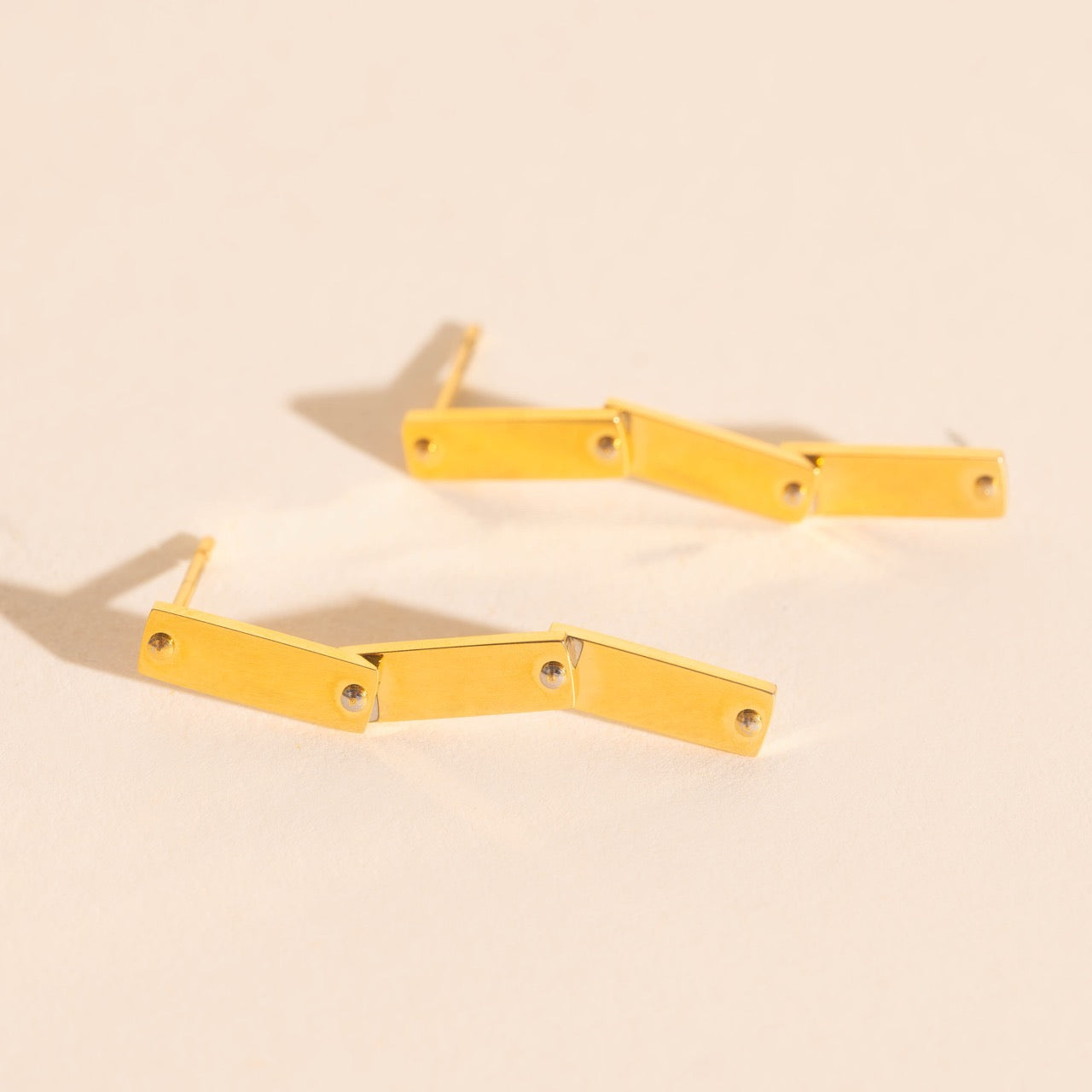 Flat Hammered Bar Stud Earrings