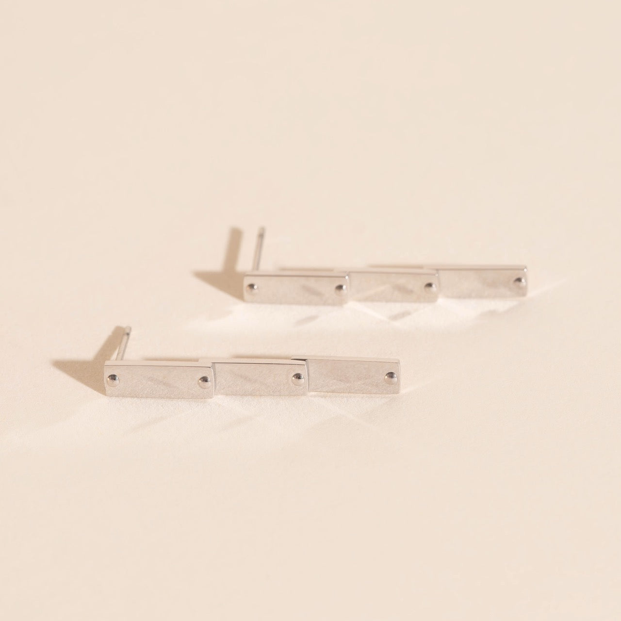 Flat Hammered Bar Stud Earrings