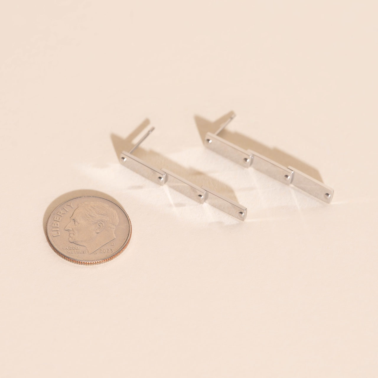 Flat Hammered Bar Stud Earrings
