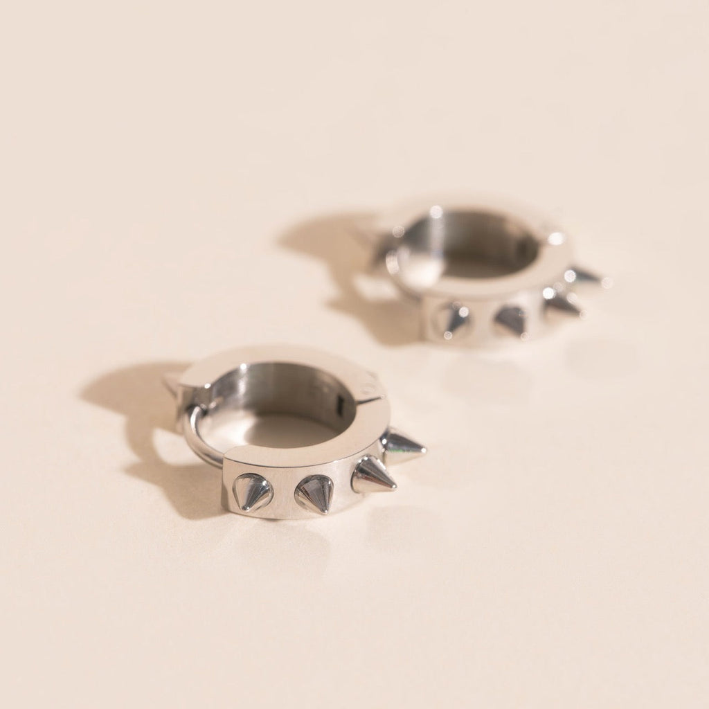 Spiked Chunky Huggie Hoop Earrings