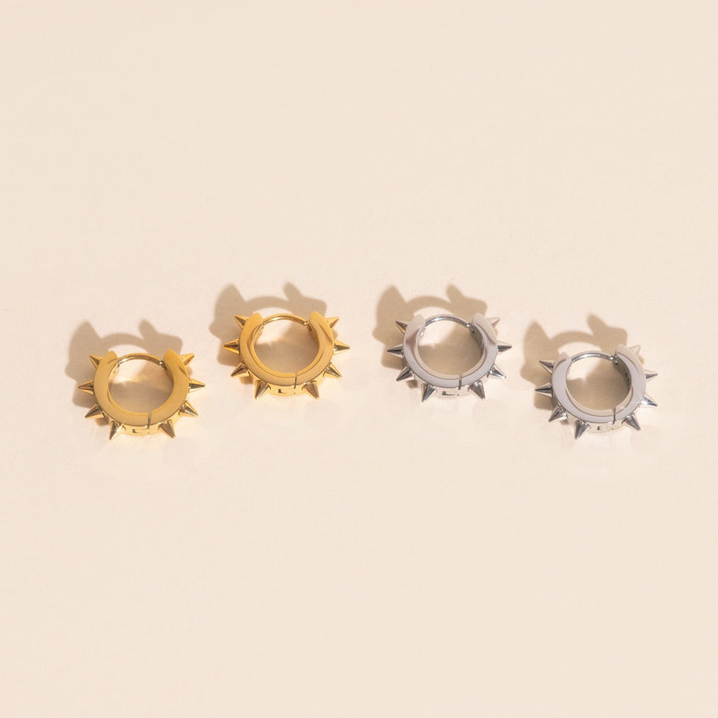 Spiked Chunky Huggie Hoop Earrings