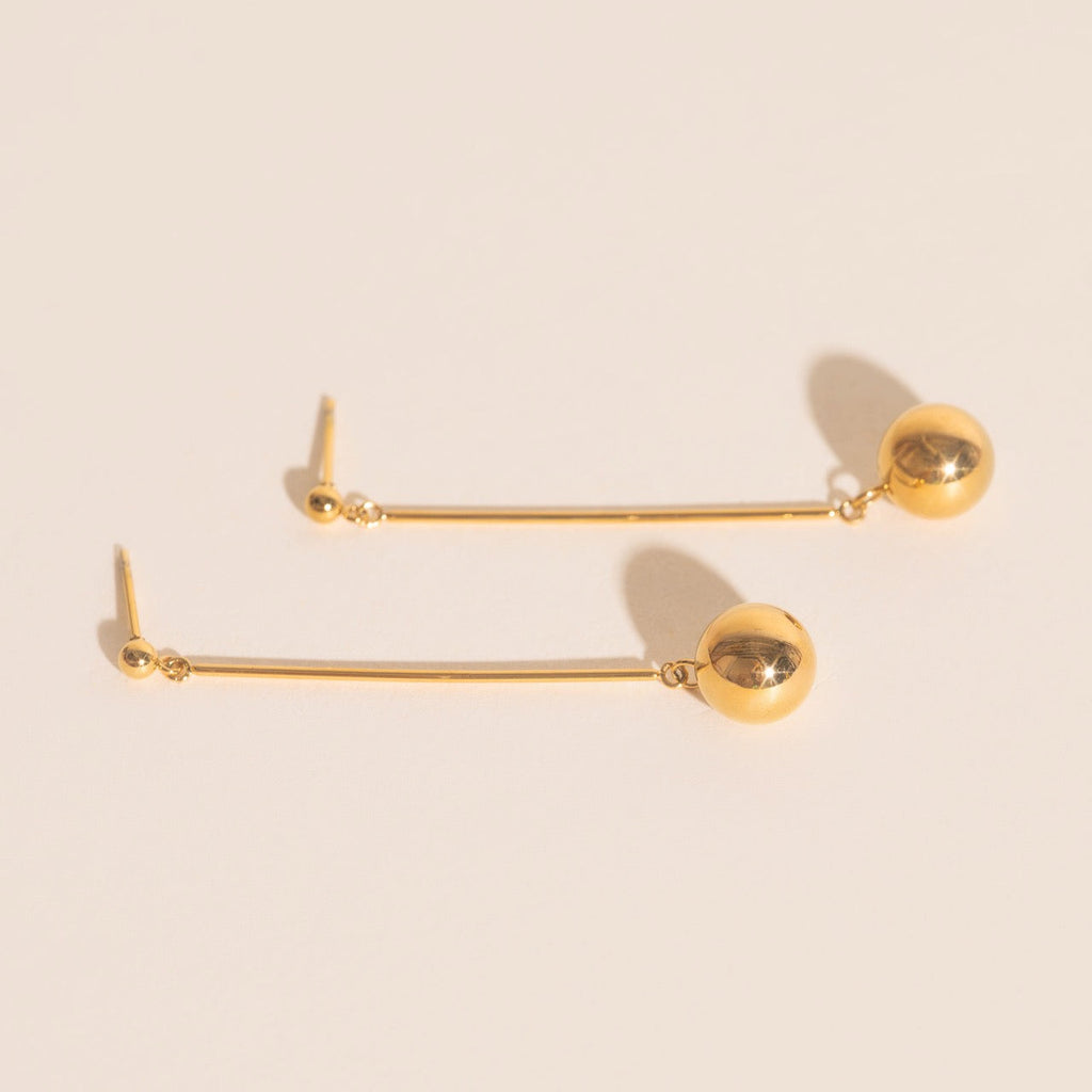 Ball Hammered Bar Stud Earrings