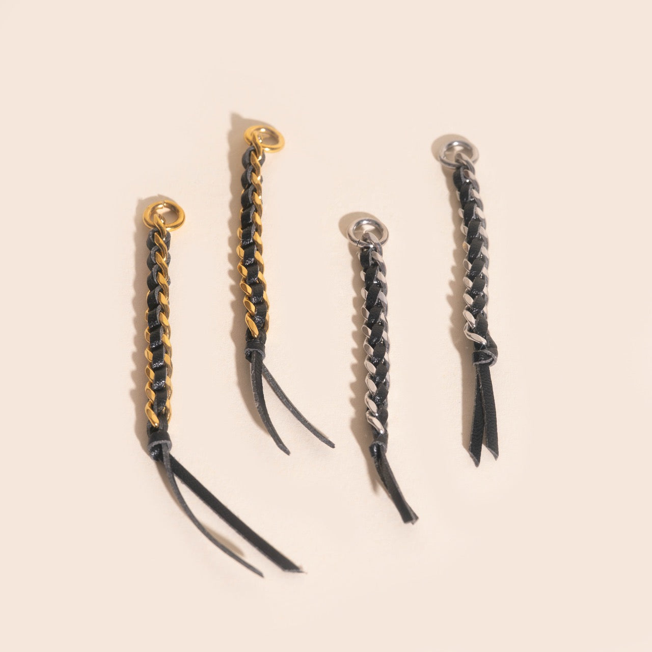 Leather Chain Chunky Huggie Hoop Charms