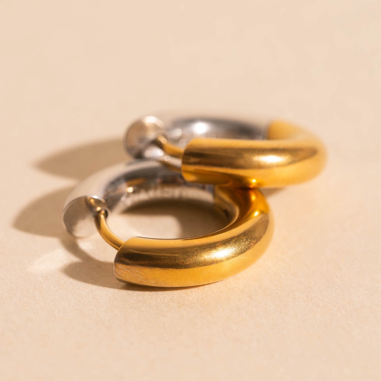 Titanium Chunky Rounded Huggie Hoop Earrings