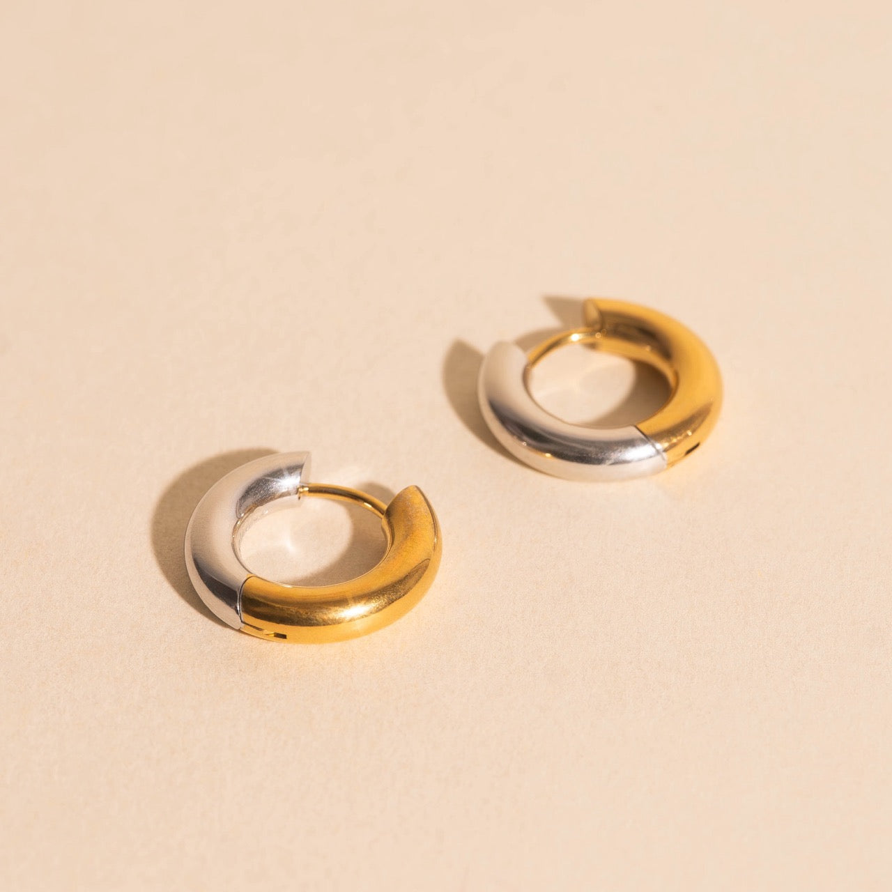 Titanium Chunky Rounded Huggie Hoop Earrings