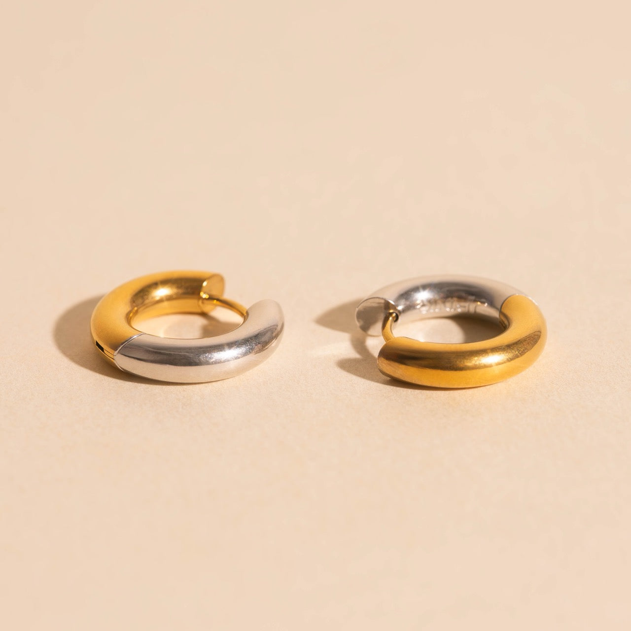 Titanium Chunky Rounded Huggie Hoop Earrings