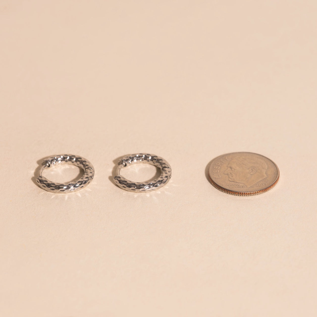 Hammered Rounded Huggie Hoop Earrings