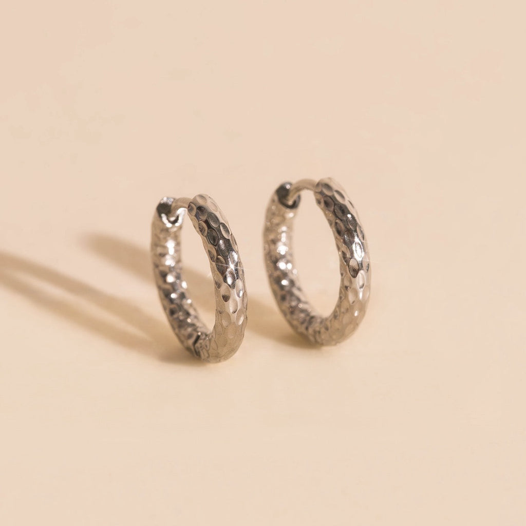 Hammered Rounded Huggie Hoop Earrings