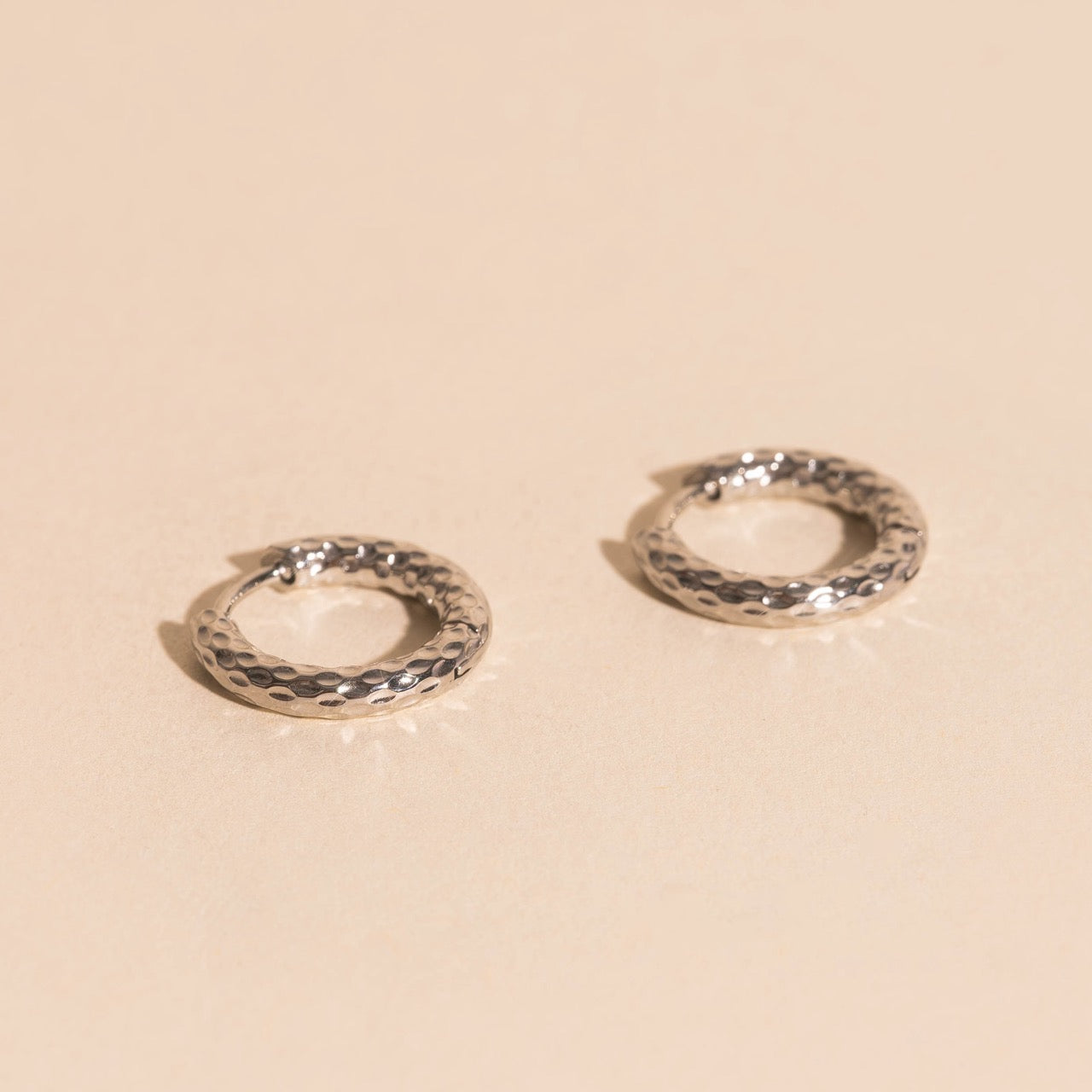 Hammered Rounded Huggie Hoop Earrings