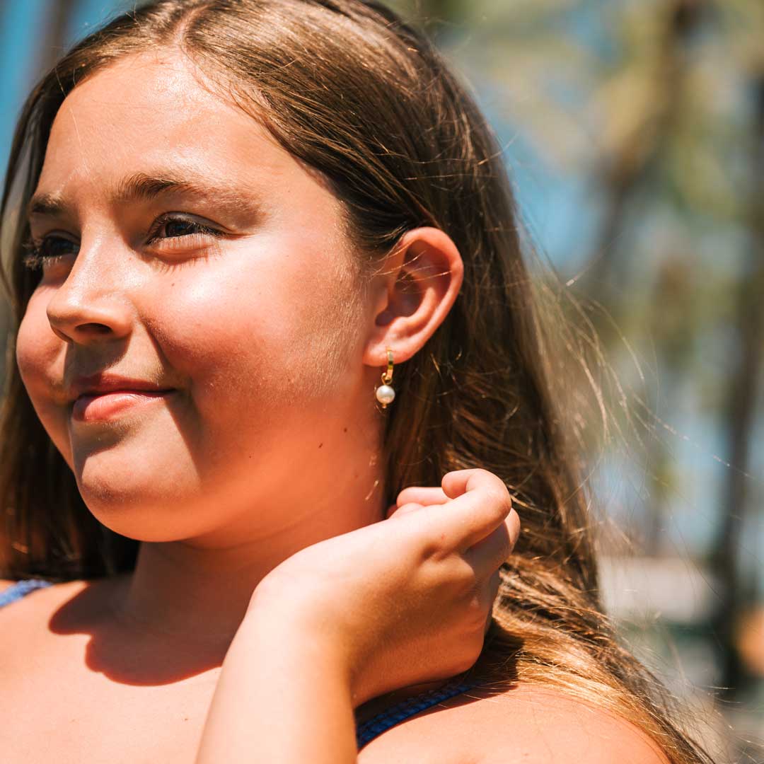 Natural Pearl Huggie Hoop Charms