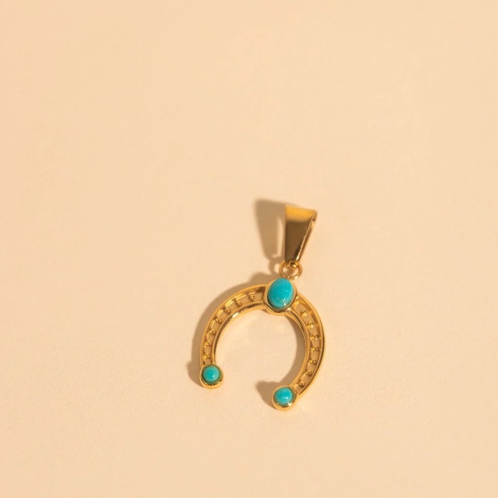Turquoise Horseshoe Necklace Charm by Oh Clementine