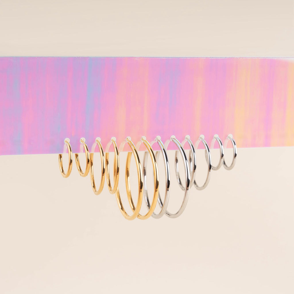 Circle Rounded Huggie Hoop Earrings