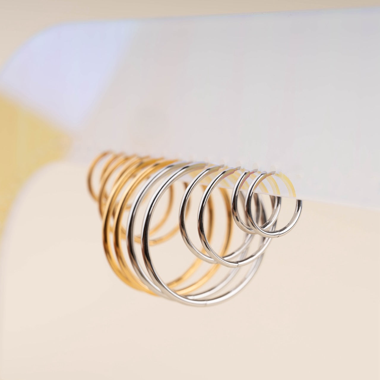 Titanium Circle Rounded Huggie Hoop Earrings