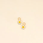 White Flower Huggie Hoop Charms by Oh Clementine
