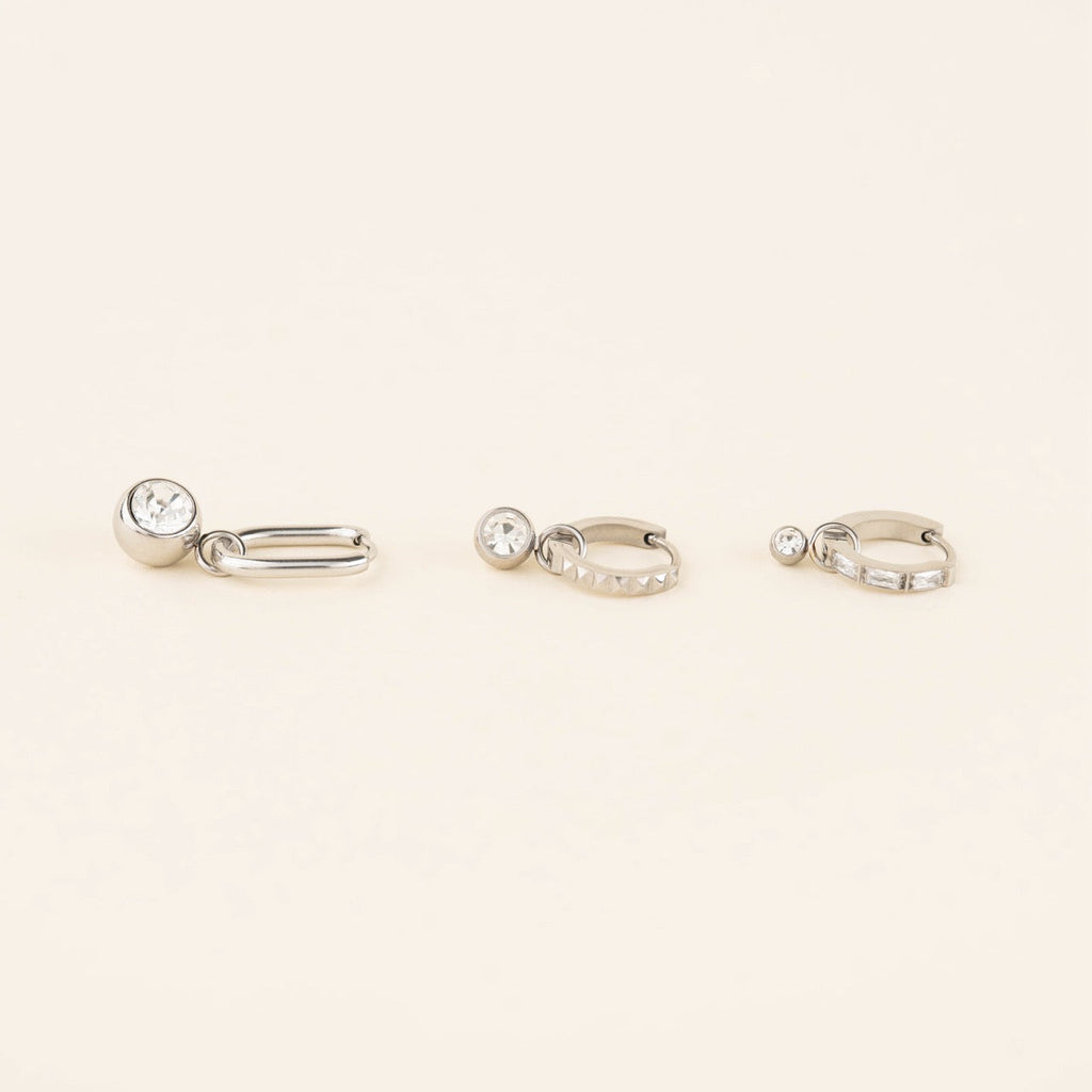 Round Crystal Huggie Hoop Charms