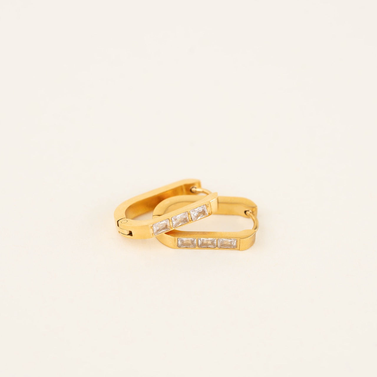 Crystal Oblong Huggie Hoop Earrings