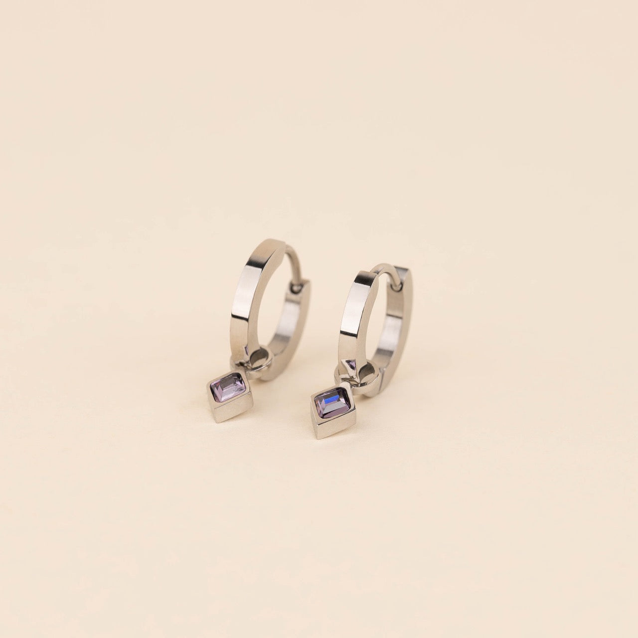 February Birthstone Huggie Hoop Charms