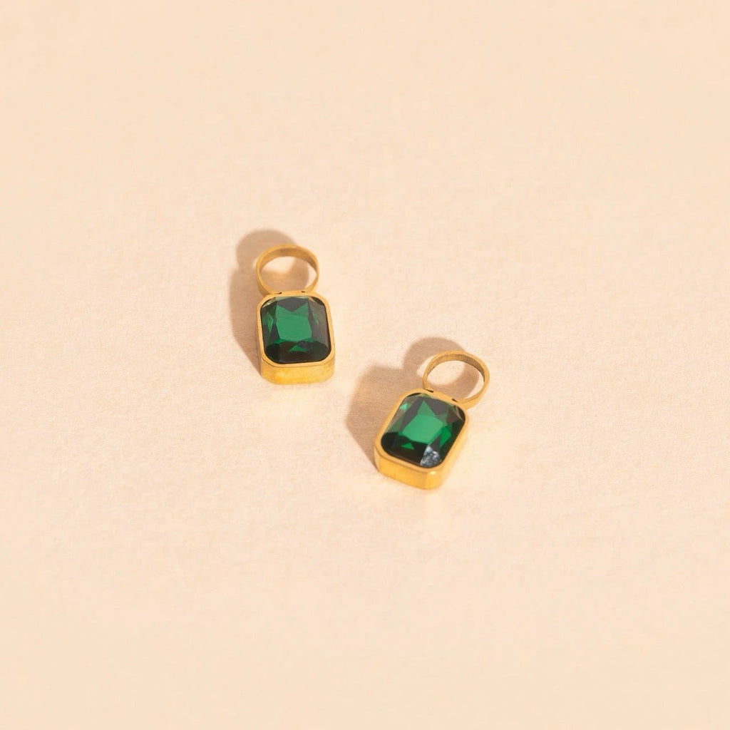 May Birthstone Huggie Hoop Charms by Oh Clementine