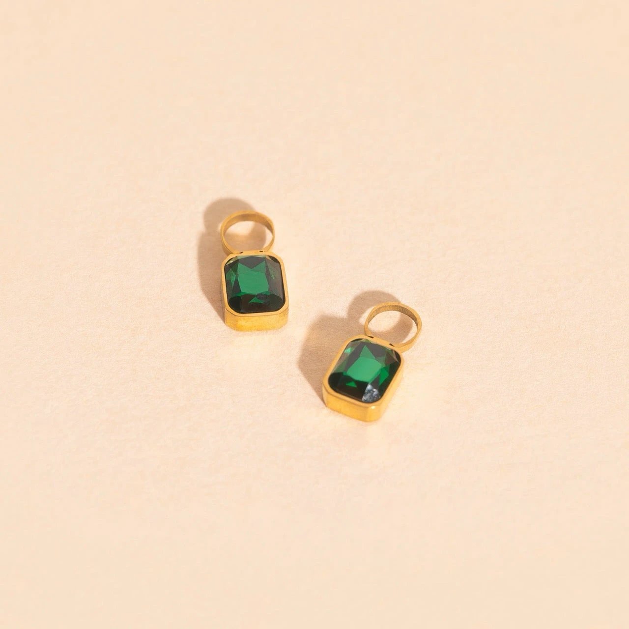 May Birthstone Huggie Hoop Charms by Oh Clementine