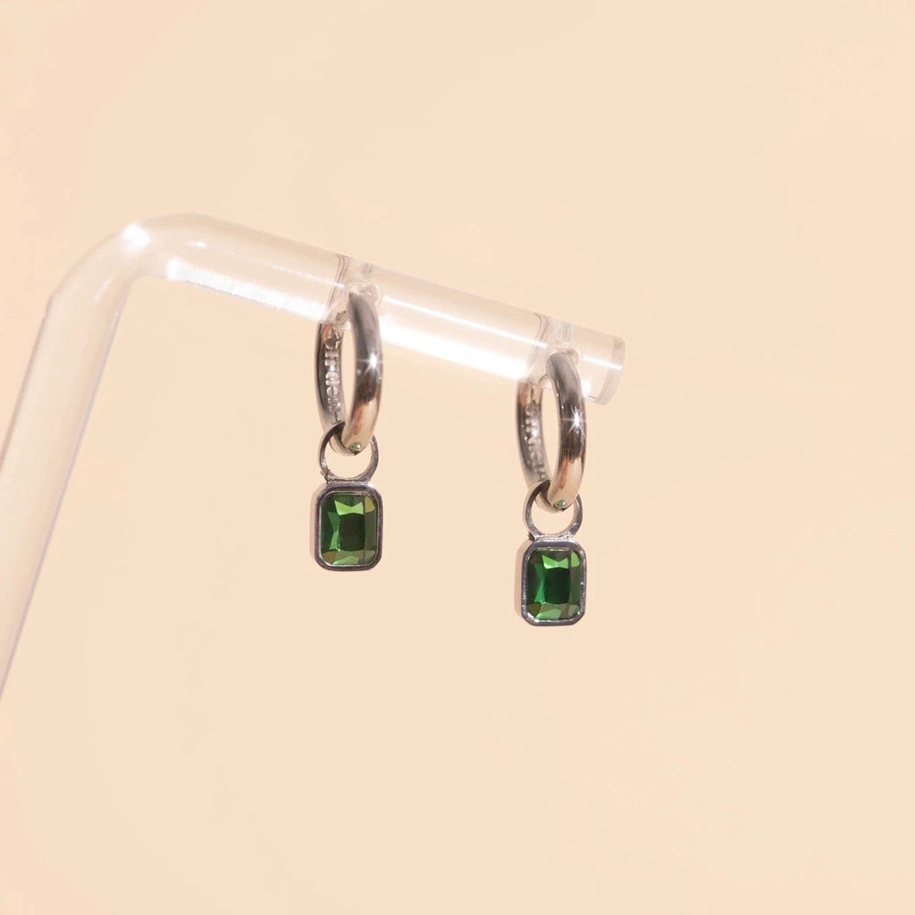 May Birthstone Huggie Hoop Charms by Oh Clementine