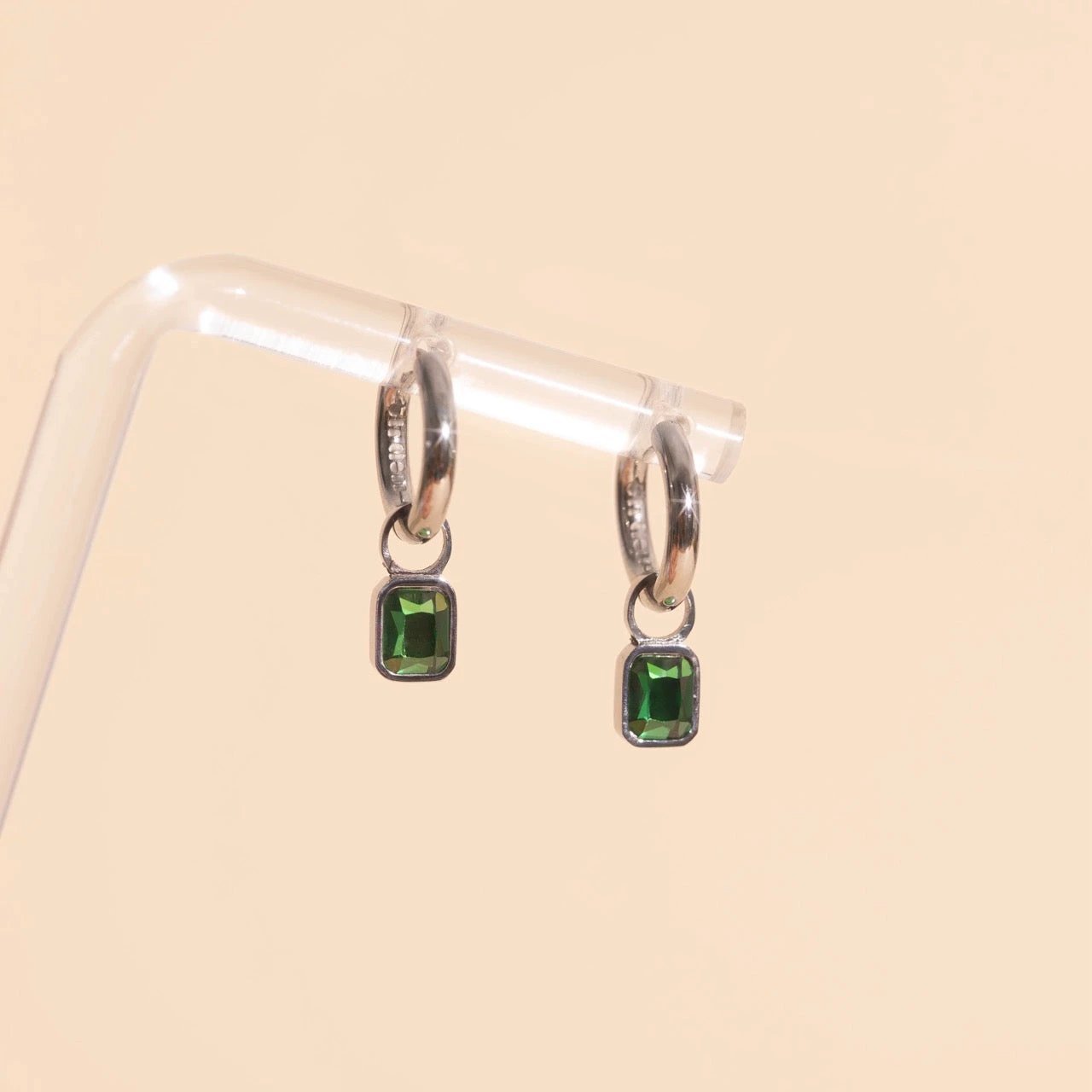 May Birthstone Huggie Hoop Charms by Oh Clementine