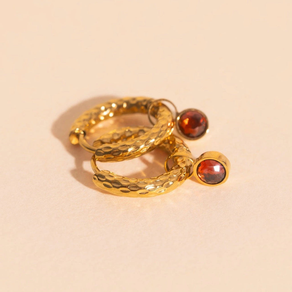 January Birthstone Huggie Hoop Charms by Oh Clementine