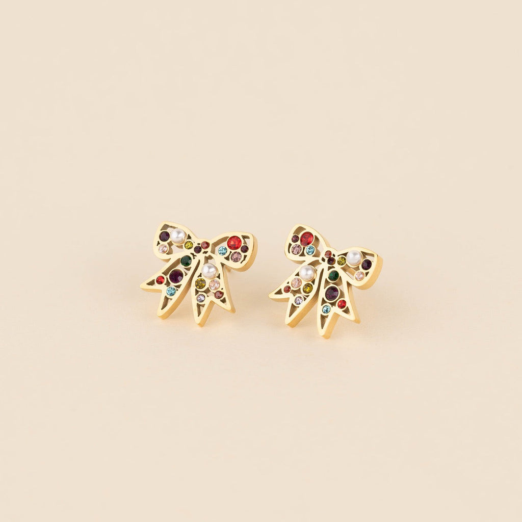 Gem Bow Stud Earrings