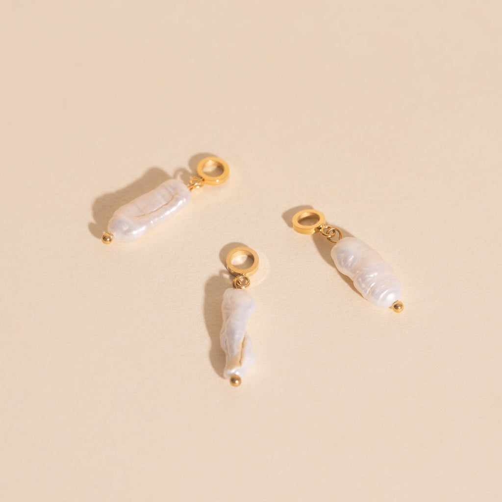 Baroque Natural Pearl Huggie Hoop Charms
