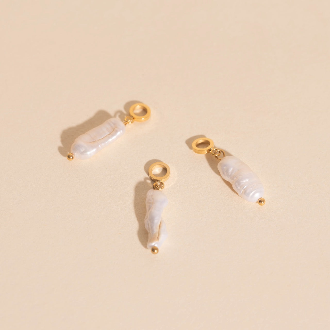 Baroque Natural Pearl Huggie Hoop Charms