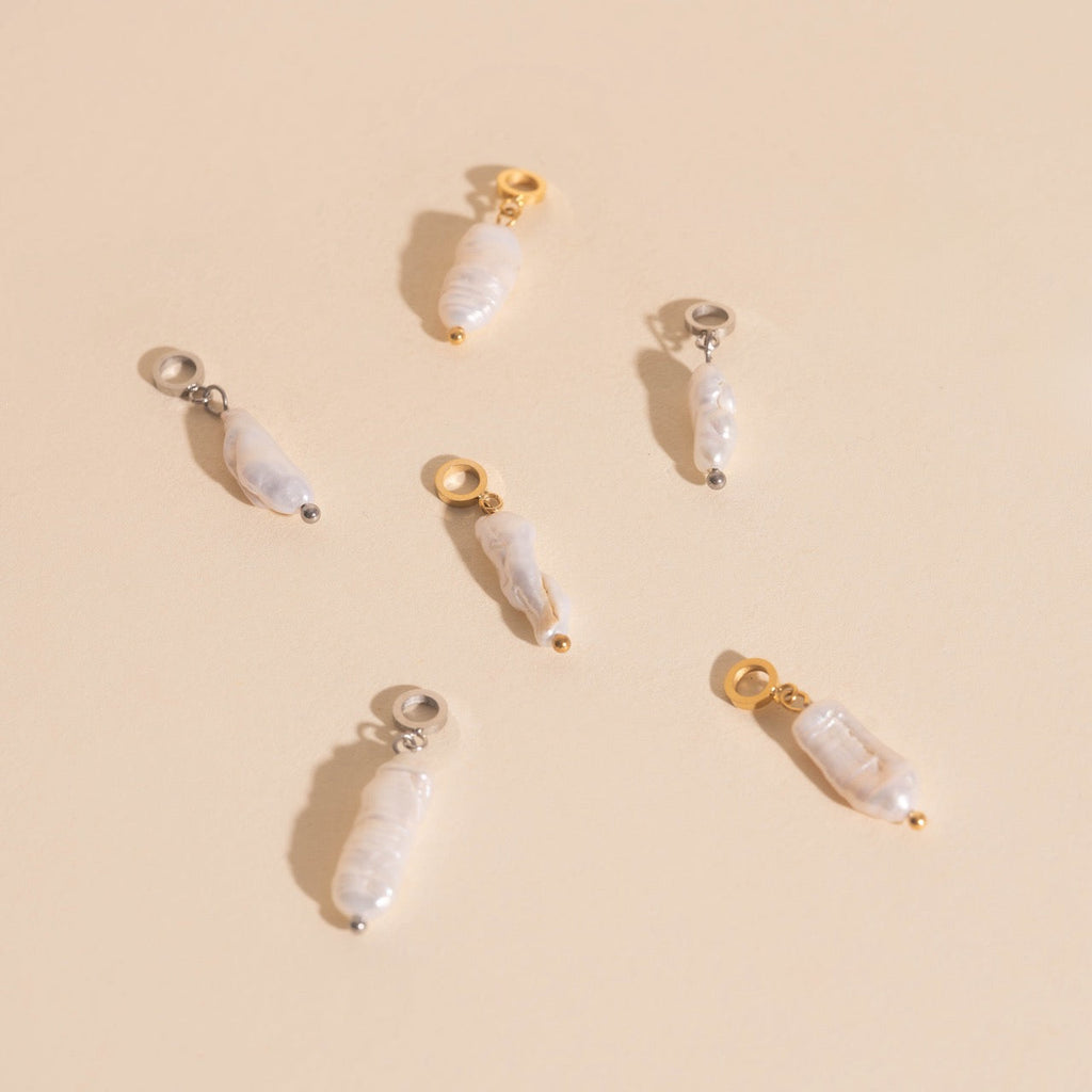 Baroque Natural Pearl Huggie Hoop Charms