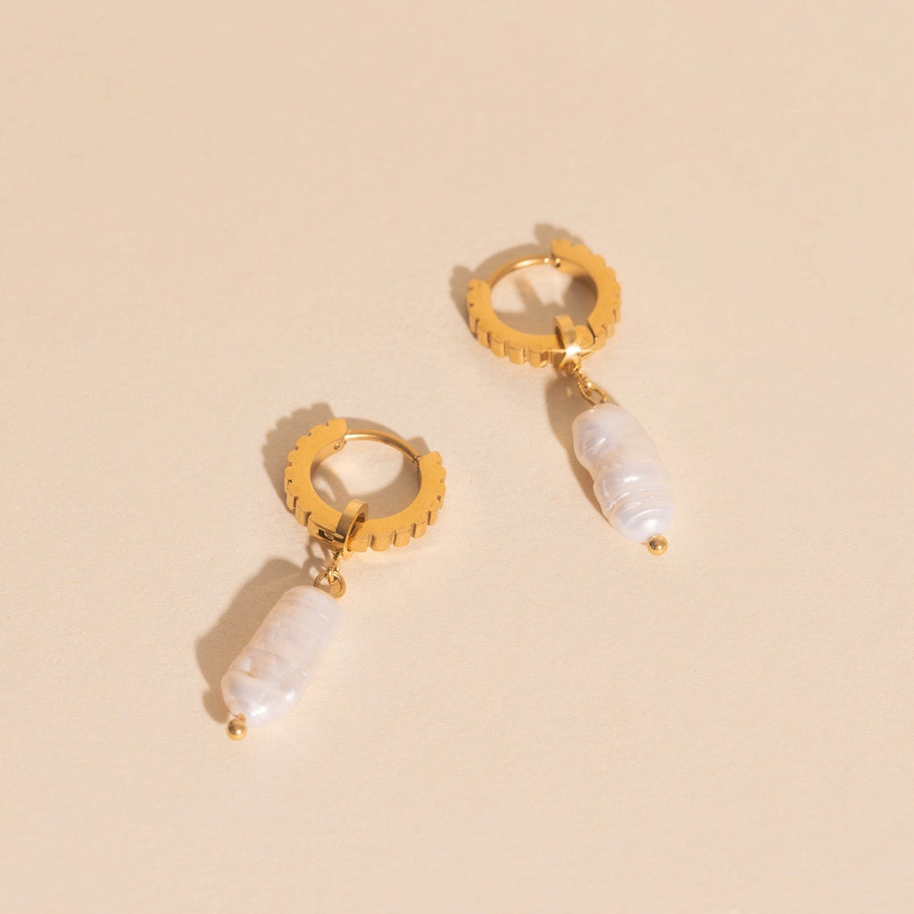 Baroque Natural Pearl Huggie Hoop Charms