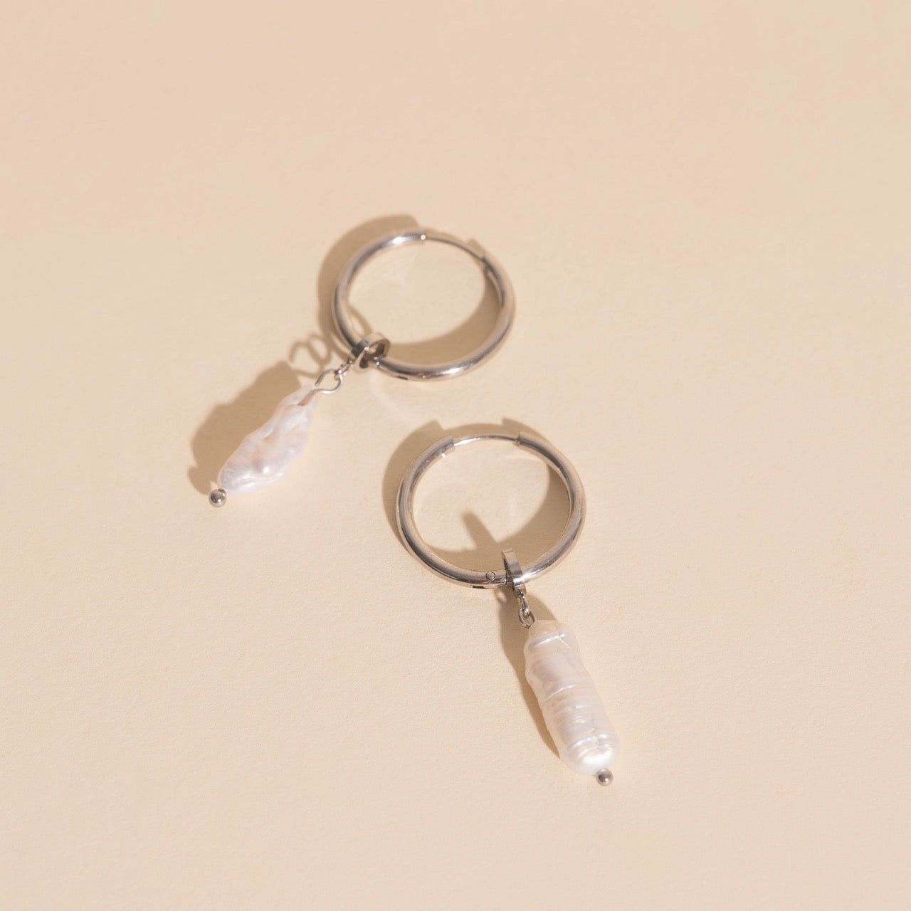 Baroque Natural Pearl Huggie Hoop Charms