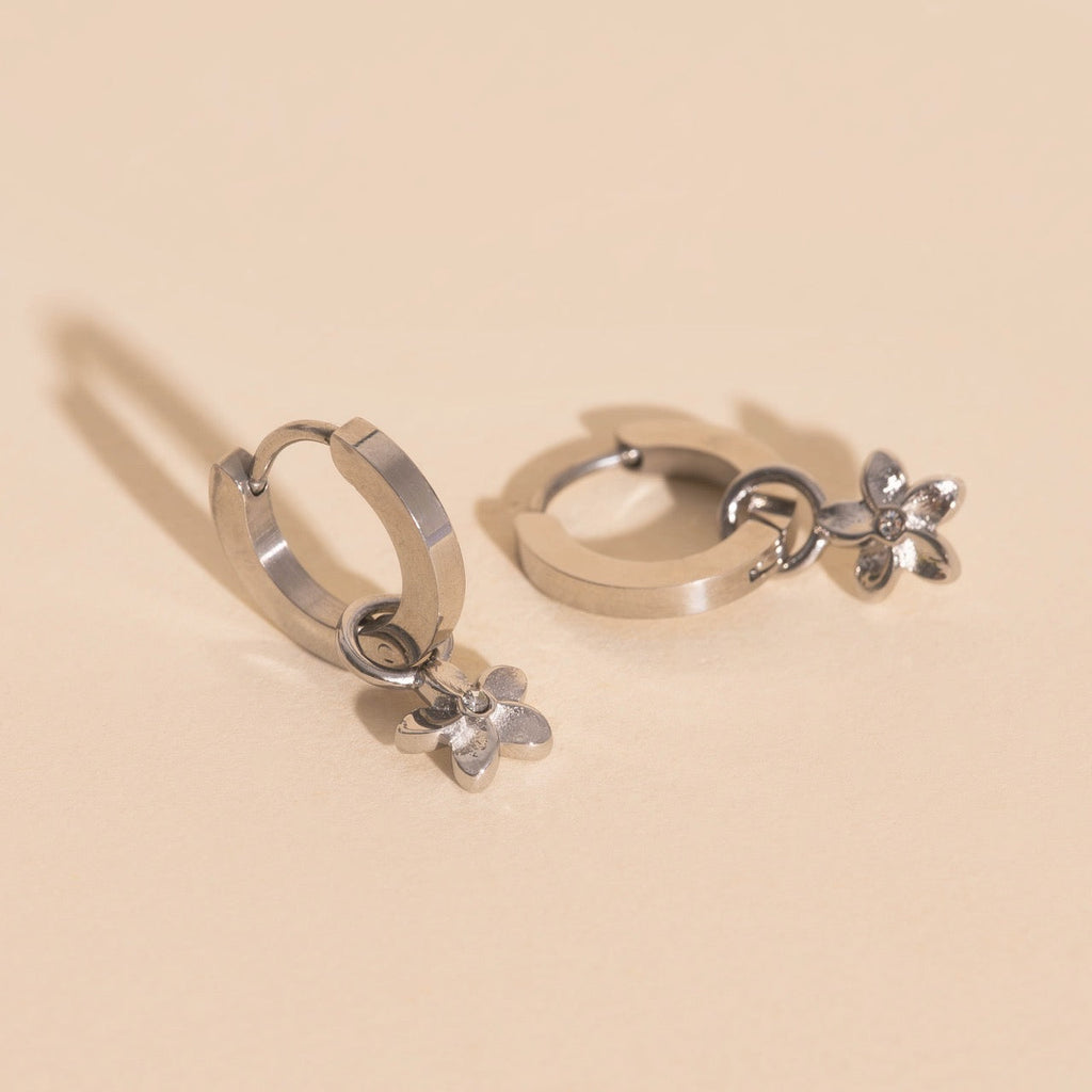 Plumeria Flower Huggie Hoop Charms