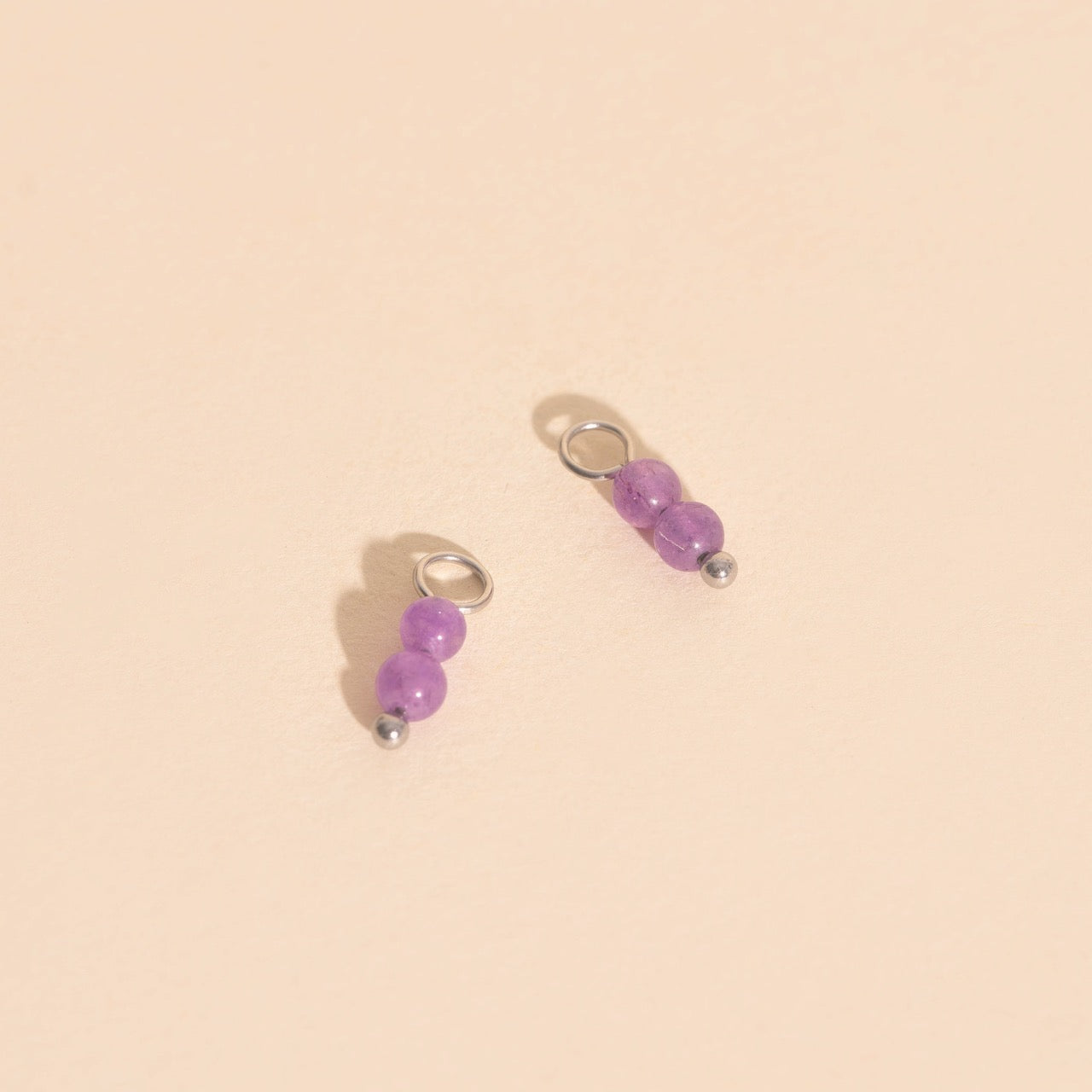 Lavender Bead Drop Huggie Hoop Charms