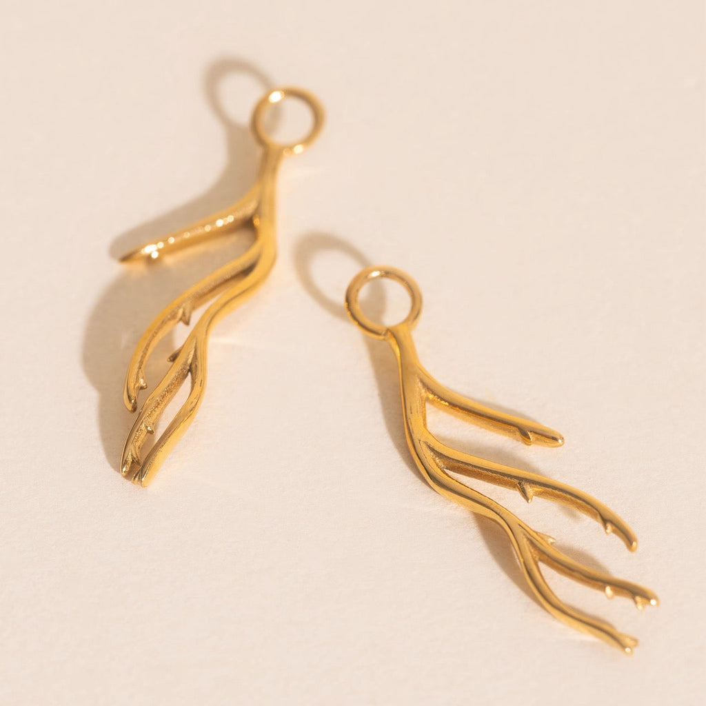 Coral Huggie Hoop Charms