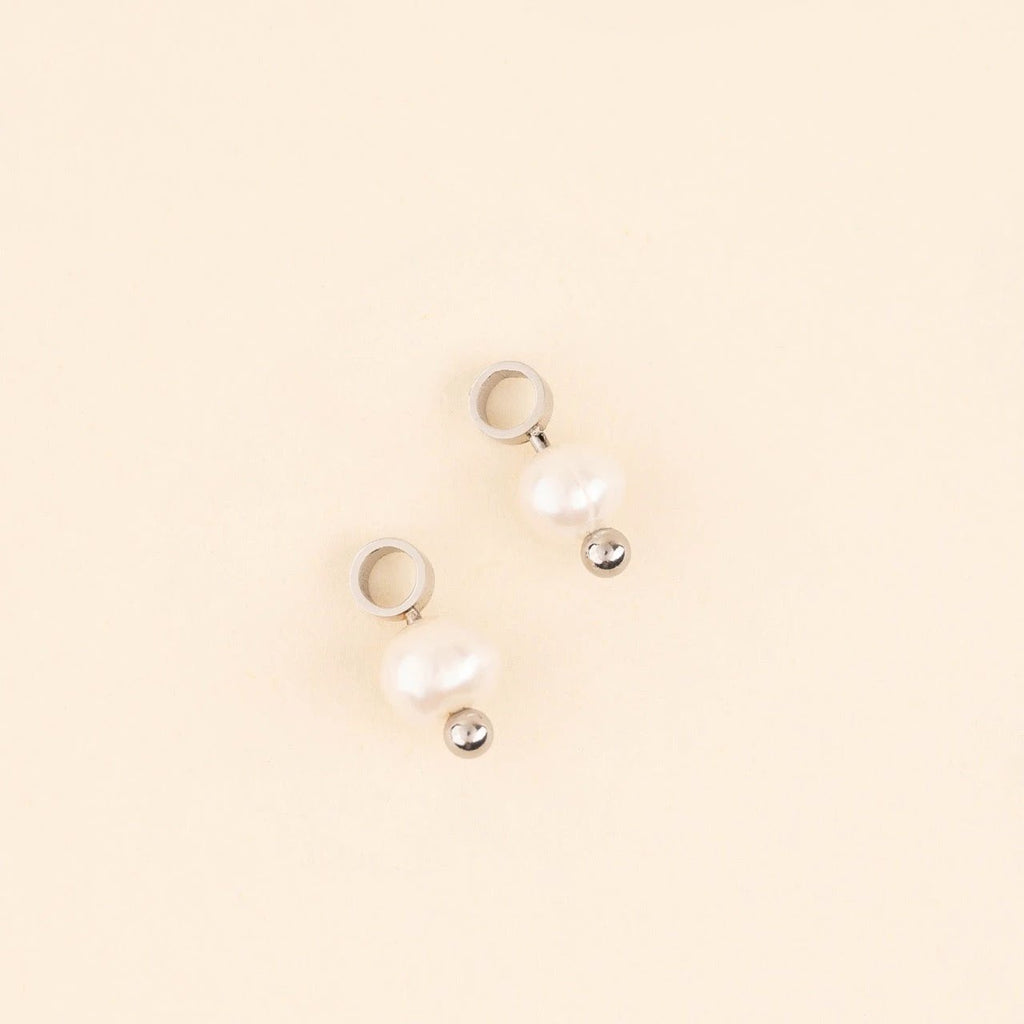 Natural Pearl Huggie Hoop Charms by Oh Clementine