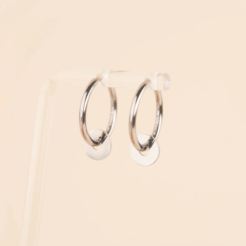 Disc Rounded Huggie Hoop Charms by Oh Clementine