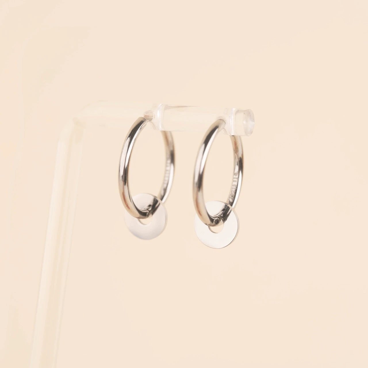 Disc Rounded Huggie Hoop Charms by Oh Clementine