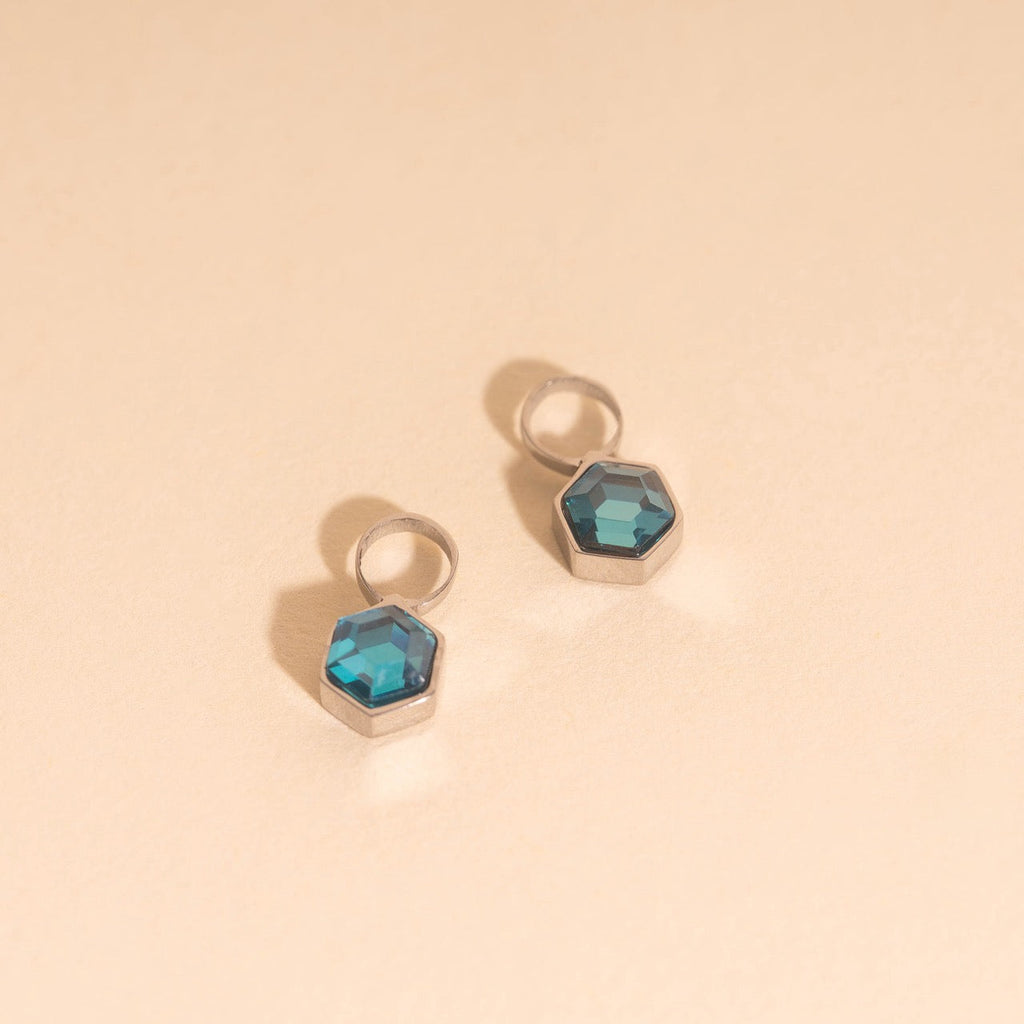 March Birthstone Huggie Hoop Charms