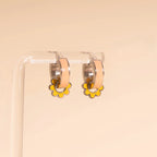 Yellow Flower Huggie Hoop Charms by Oh Clementine