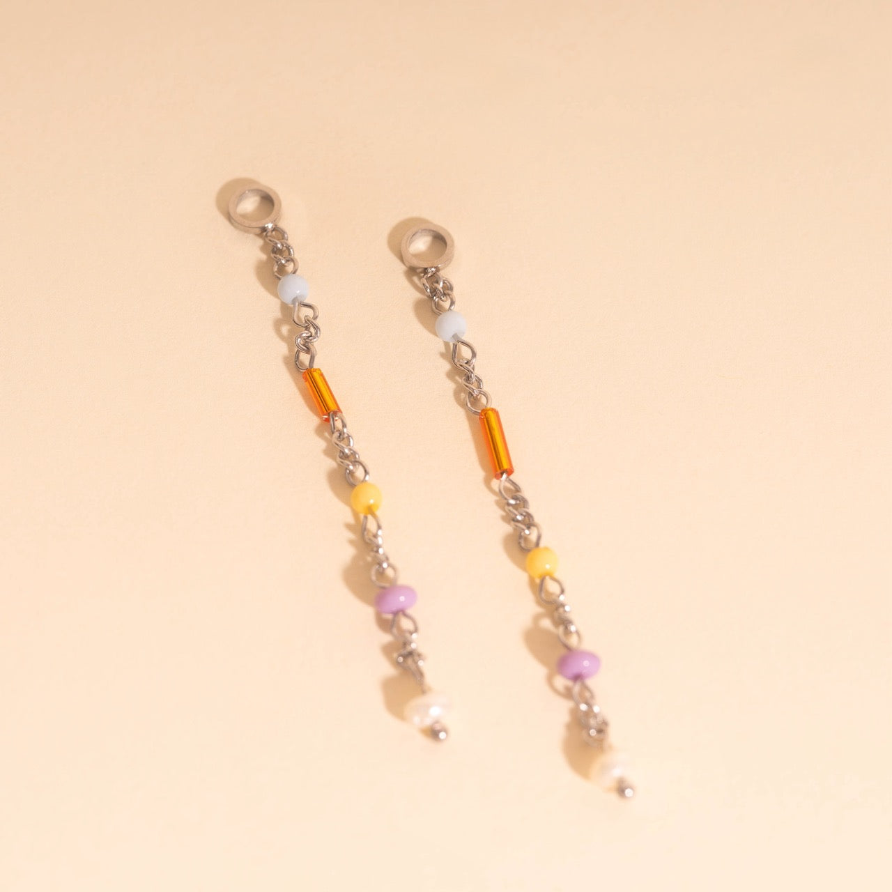 Bead Chain Huggie Hoop Charms