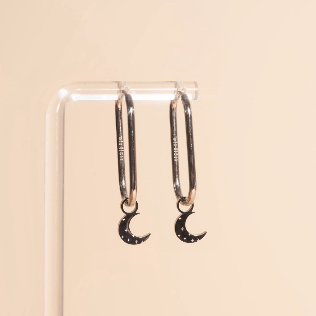 Moon Huggie Hoop Charms