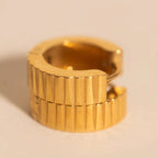 Textured Chunky Huggie Hoop Earrings by Oh Clementine