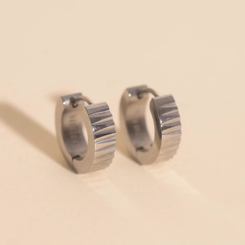 Textured Chunky Huggie Hoop Earrings by Oh Clementine