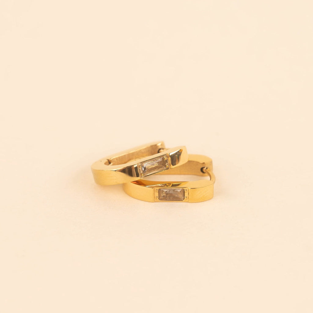 Crystal Oblong Huggie Hoop Earrings