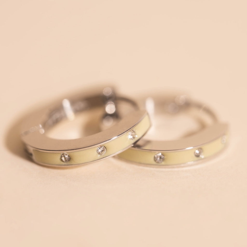 Enamel Crystal Huggie Hoop Earrings