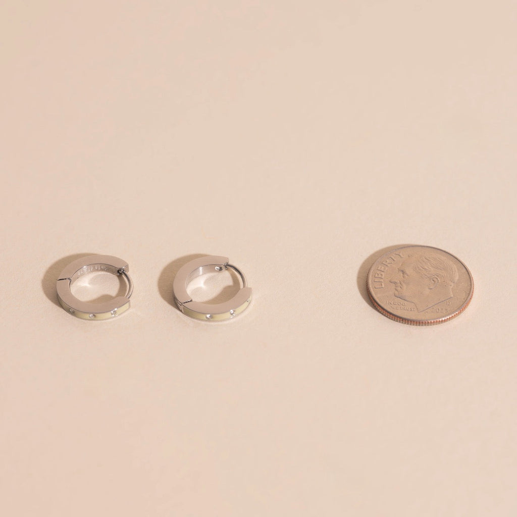 Enamel Crystal Huggie Hoop Earrings