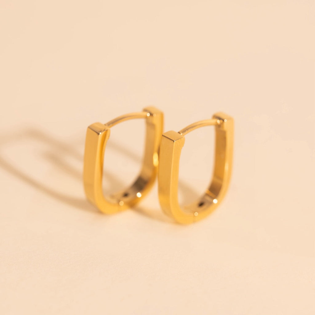 Titanium Smooth Stirrup Huggie Hoop Earrings