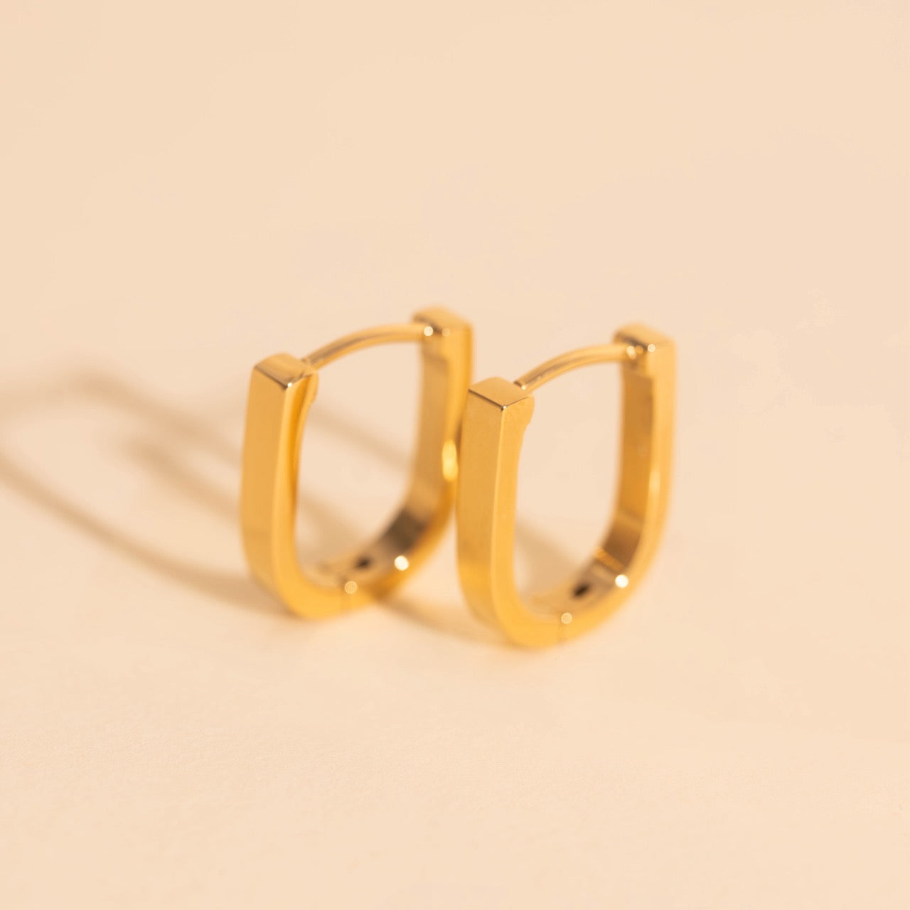 Titanium Smooth Stirrup Huggie Hoop Earrings