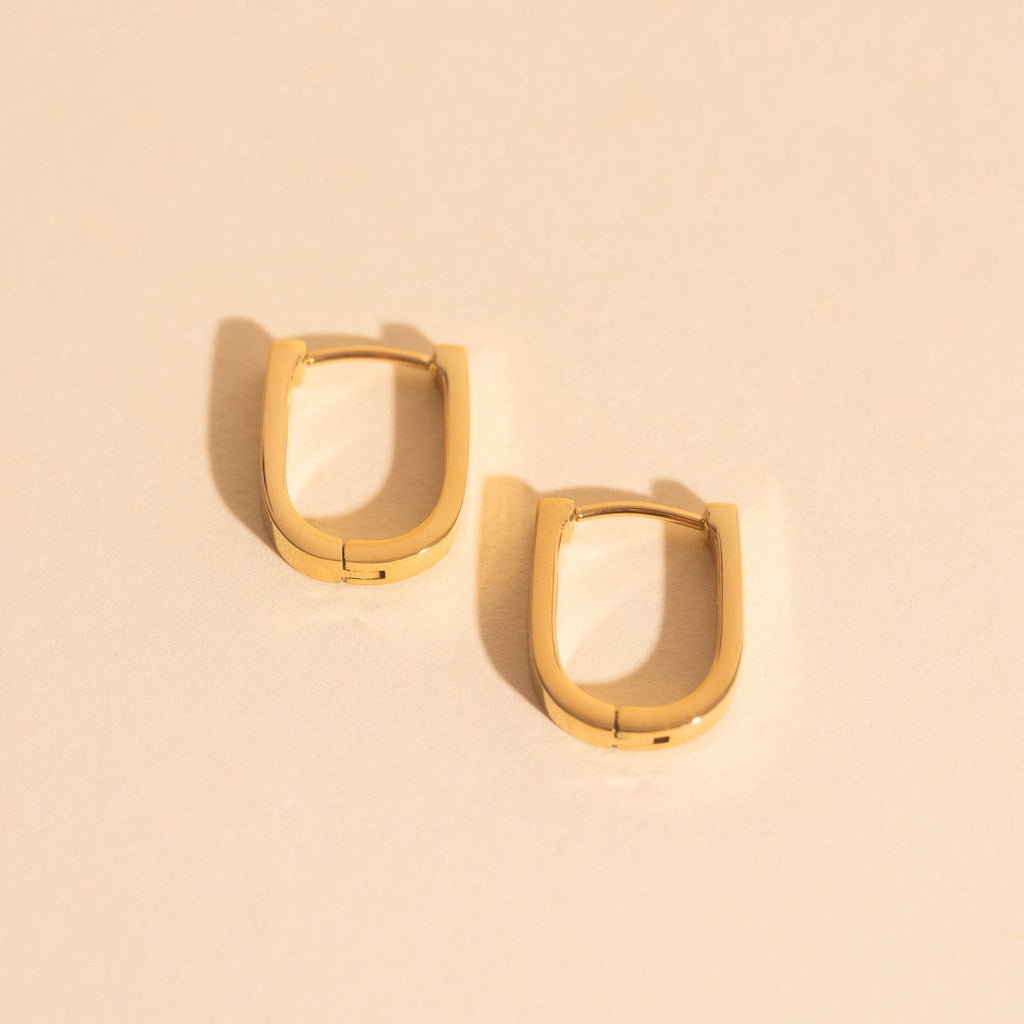 Titanium Smooth Stirrup Huggie Hoop Earrings